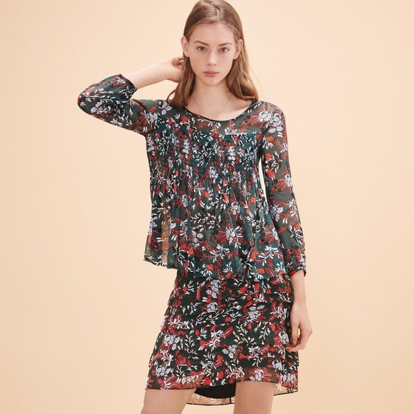 Maje Jerkita Floral Print Tiered Ruffle Skirt - Picture 5 of 8